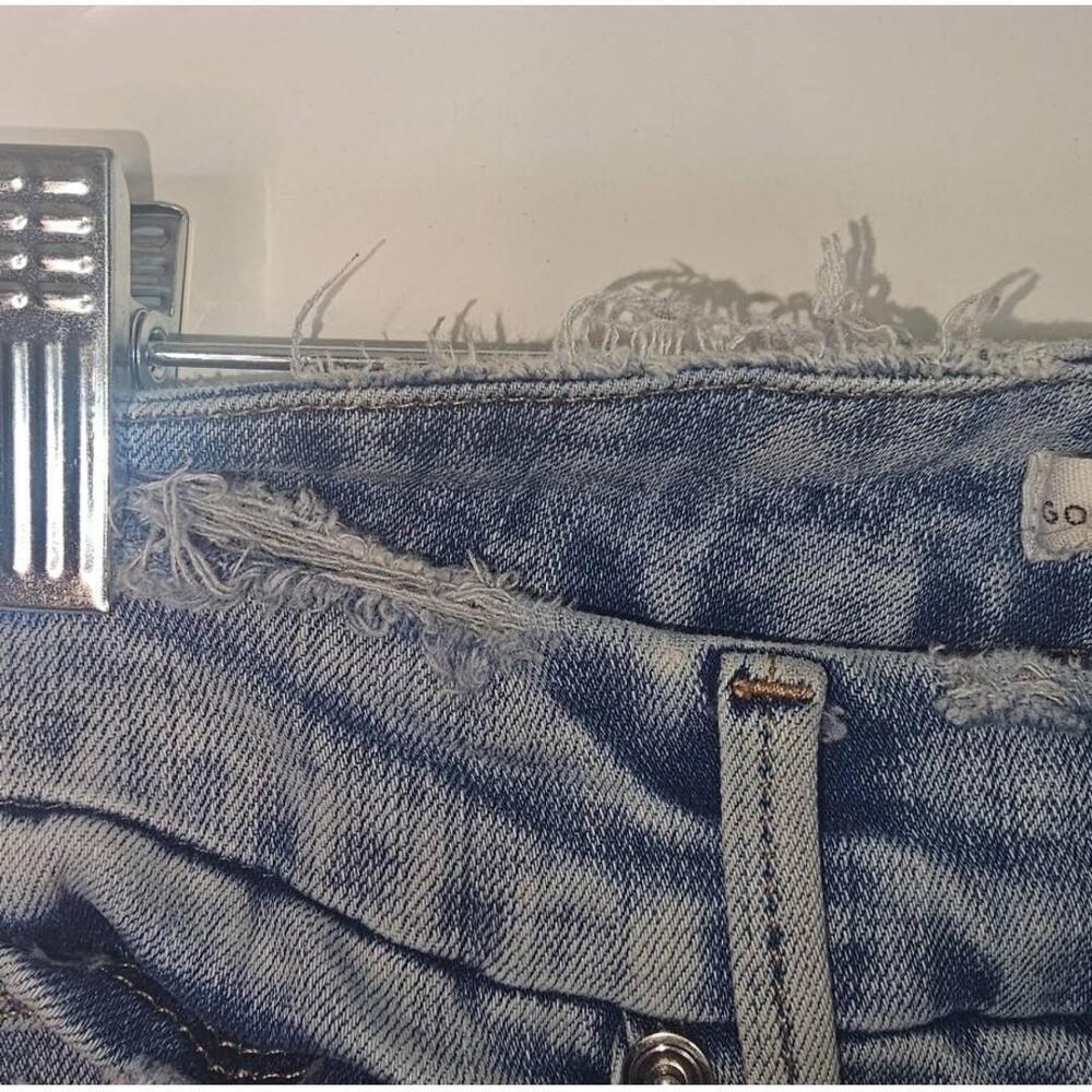 Good American GLRE075T Light Wash Destroyed Hem High-Rise Skinny Jeans 4/27 - Picture 8 of 10